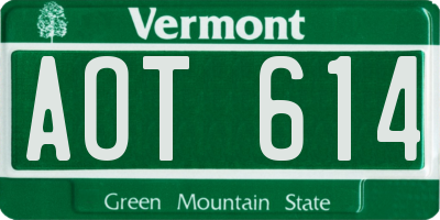VT license plate AOT614