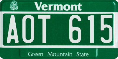 VT license plate AOT615