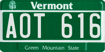 VT license plate AOT616