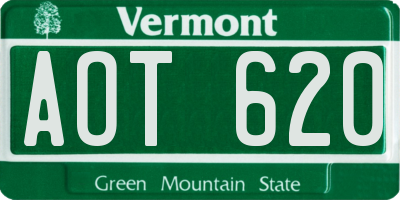VT license plate AOT620