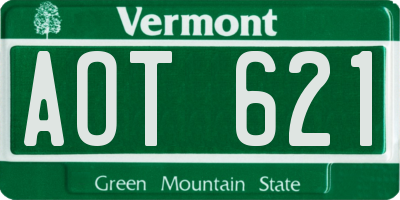 VT license plate AOT621