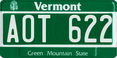 VT license plate AOT622