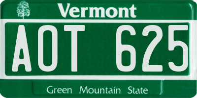 VT license plate AOT625