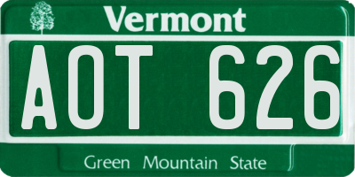 VT license plate AOT626