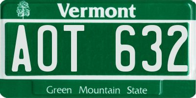 VT license plate AOT632