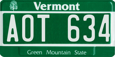 VT license plate AOT634