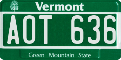 VT license plate AOT636