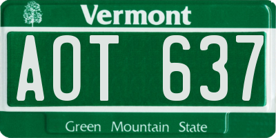 VT license plate AOT637