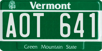 VT license plate AOT641