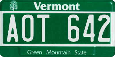 VT license plate AOT642