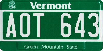VT license plate AOT643