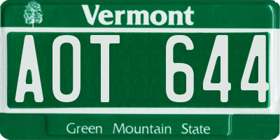 VT license plate AOT644