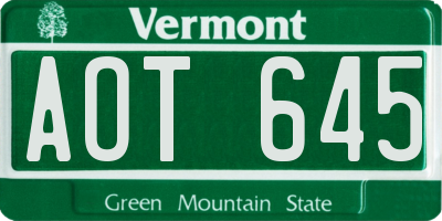 VT license plate AOT645