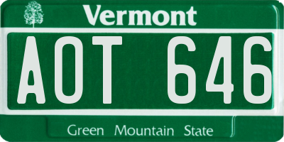 VT license plate AOT646
