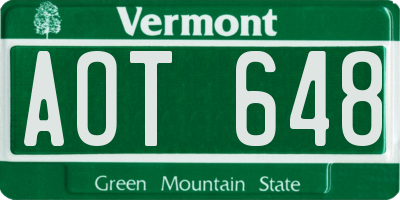 VT license plate AOT648