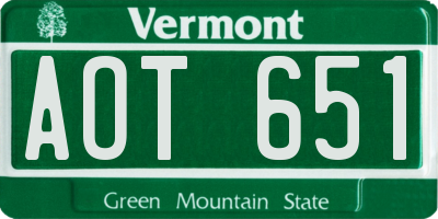 VT license plate AOT651