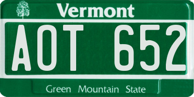 VT license plate AOT652