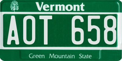VT license plate AOT658