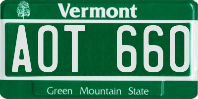 VT license plate AOT660
