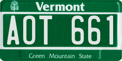 VT license plate AOT661
