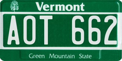 VT license plate AOT662