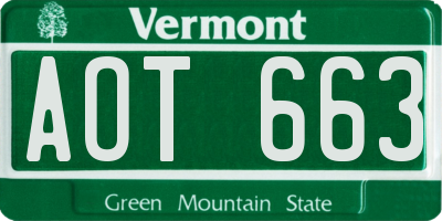 VT license plate AOT663