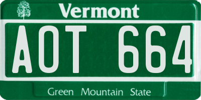 VT license plate AOT664