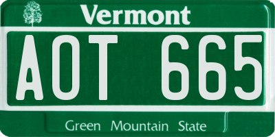 VT license plate AOT665