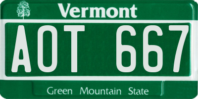 VT license plate AOT667
