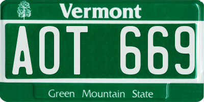 VT license plate AOT669