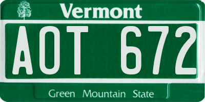 VT license plate AOT672