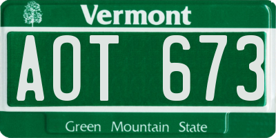 VT license plate AOT673