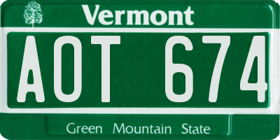 VT license plate AOT674