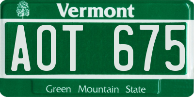 VT license plate AOT675