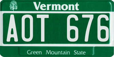VT license plate AOT676
