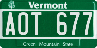 VT license plate AOT677