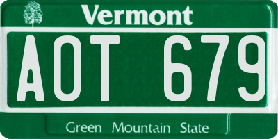 VT license plate AOT679