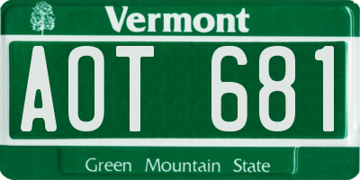 VT license plate AOT681