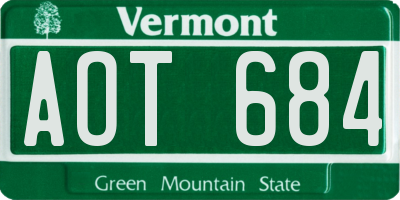 VT license plate AOT684