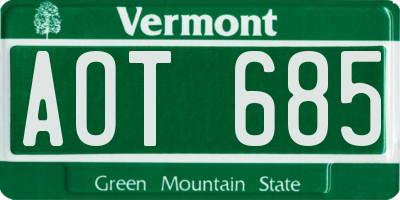 VT license plate AOT685