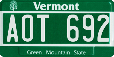VT license plate AOT692