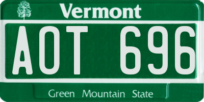 VT license plate AOT696
