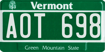 VT license plate AOT698