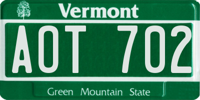 VT license plate AOT702
