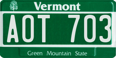VT license plate AOT703