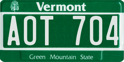 VT license plate AOT704