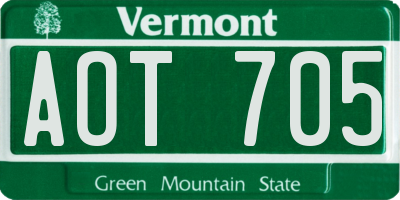VT license plate AOT705
