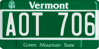 VT license plate AOT706