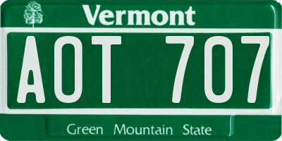 VT license plate AOT707