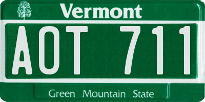 VT license plate AOT711
